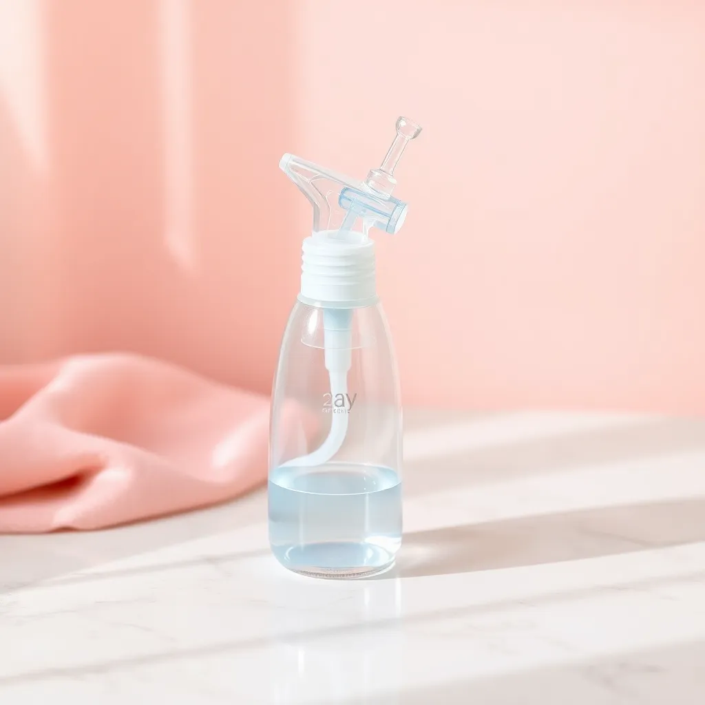 Aspirador nasal para bebé sobre superficie de mármol blanco